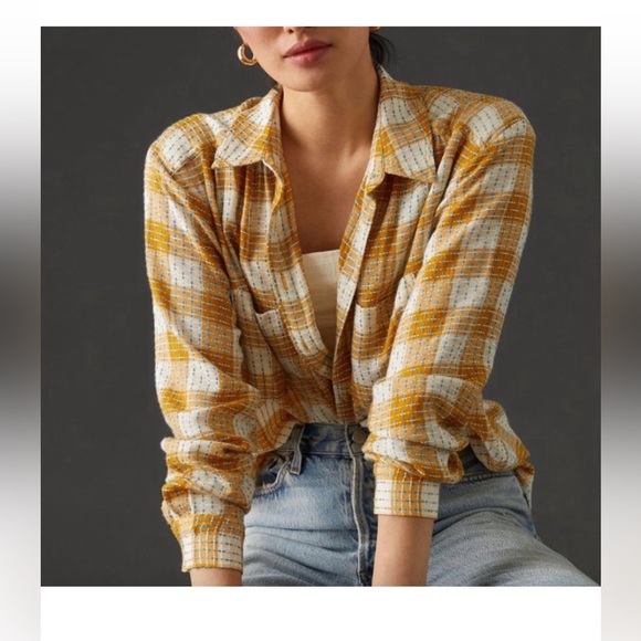 Pilcro Tops - Anthropologie | Pilcro Yellow Plaid Button Down, size medium.